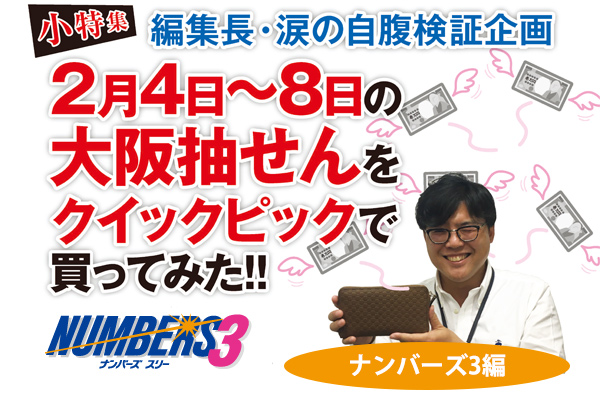 ナンバーズ3 19年2月4日 8日の大阪抽せんクイックピック検証 ロト ナンバーズ 超的中法web