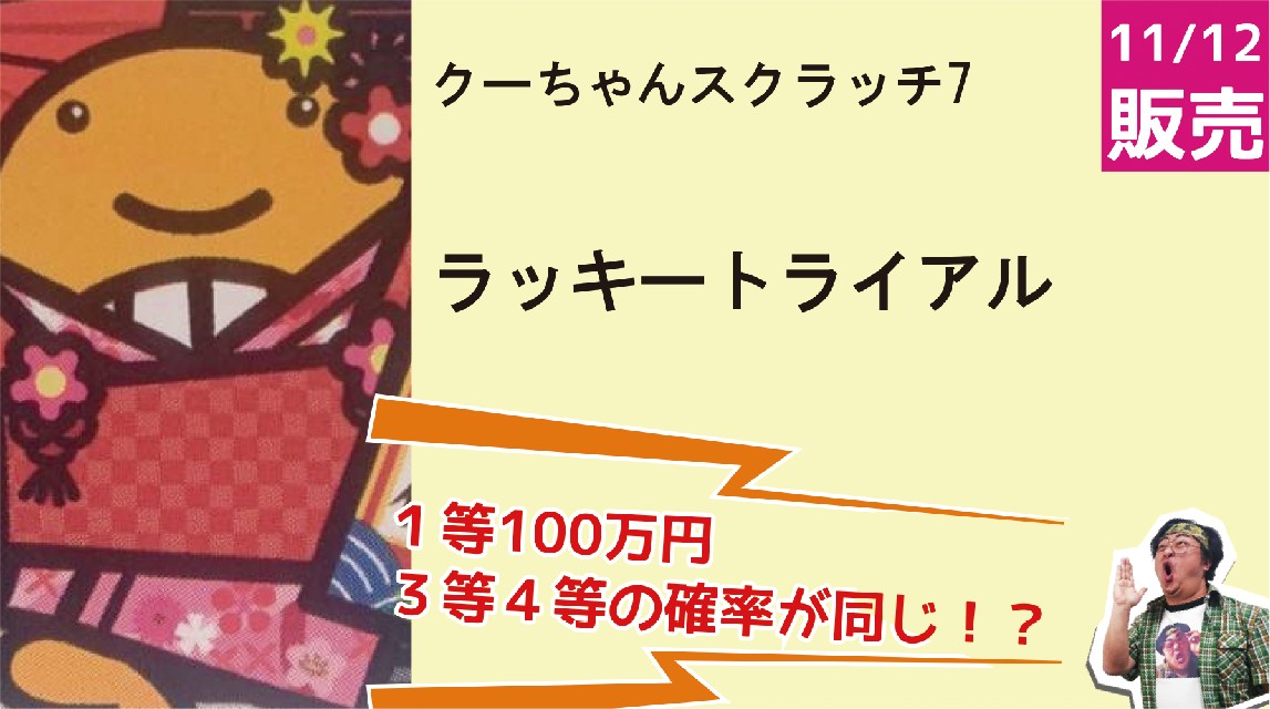1万円当選の確立は200分の1「クーちゃんスクラッチ7 ラッキー