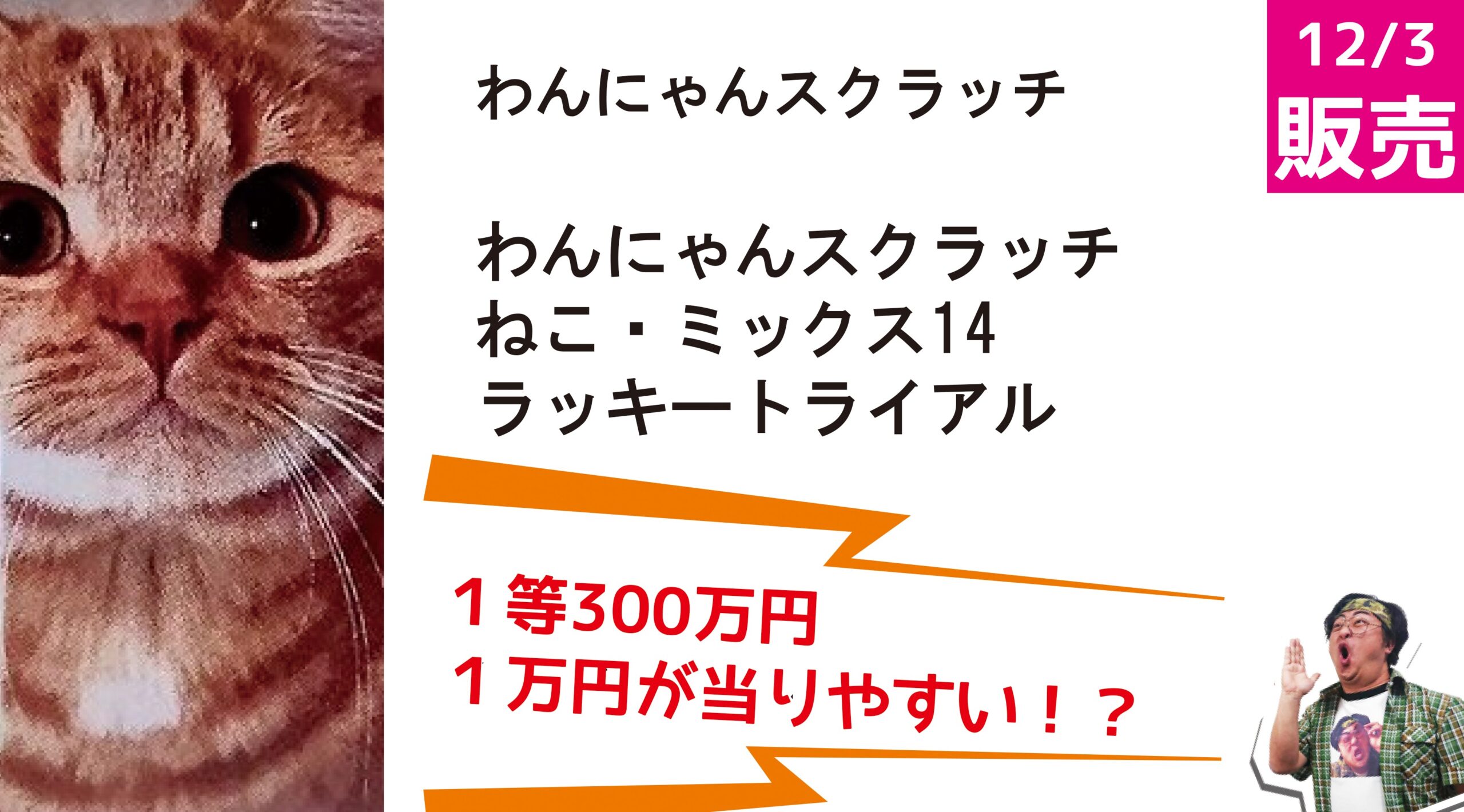 1等300万円】今年は最後まで高額のわんにゃんスクラッチ「わんにゃん
